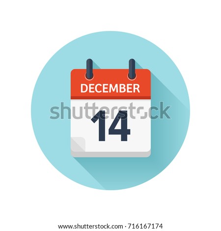 December 14. Vector flat daily calendar icon. Date and time, day, month 2018. Holiday. Season.