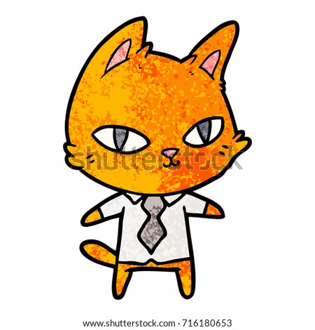 cartoon cat in office clothes
