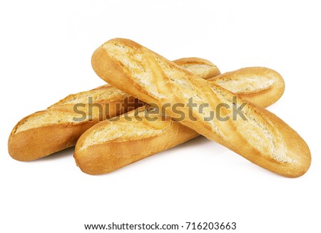 original french baguette on white background Royalty-Free Stock Photo #716203663