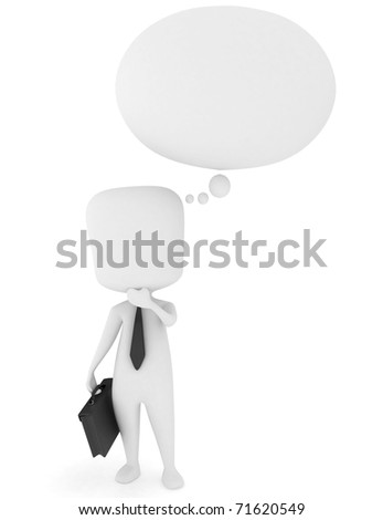 3D Illustration of a Man Scratching His Chin While Thinking