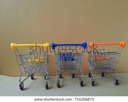 shopping cart empty ready for shopping in Department store selective focus 