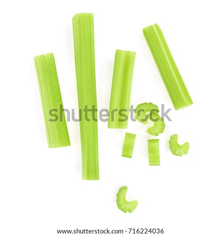 Top view of celery isolated on white background Royalty-Free Stock Photo #716224036