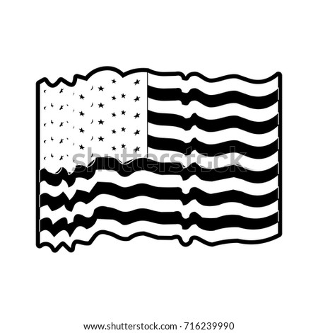 flag united states of america with several waves in monochrome silhouette vector illustration