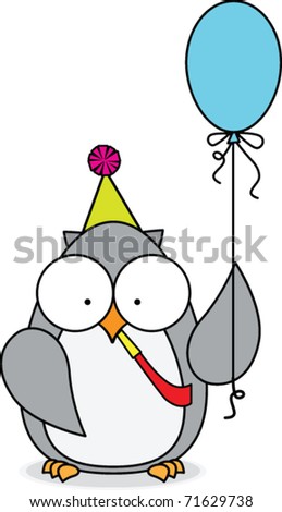 Party Owl Holding Balloon
