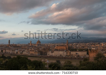 The view of Florence at sunset light. Tuscany. Italy.