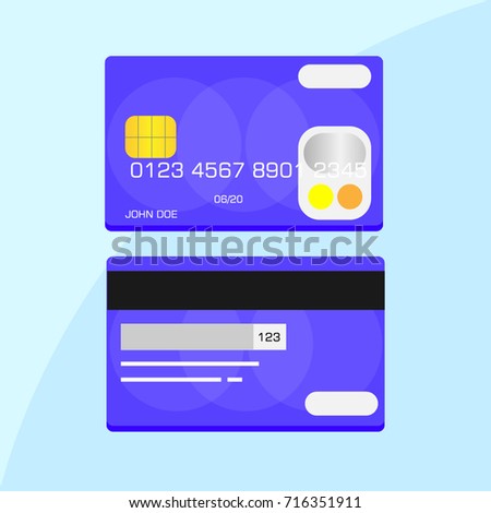 Simple credit card illustration front and back Royalty-Free Stock Photo #716351911