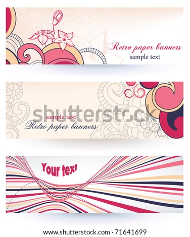 Retro style paper banners collection