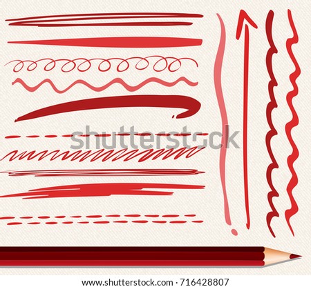 Different brushstrokes of red color illustration