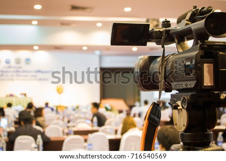 Camera and sound Recording business and Strategic planning meeting abstract background.