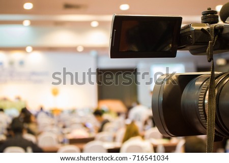 Camera and sound Recording business and Strategic planning meeting abstract background.