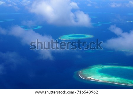 Maldives islands from the top. Natural background. 