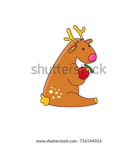 Vector illustration of a reindeer christmas character. Isolated on white background