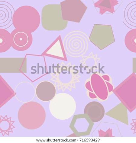 Seamless color abstract mixed geometric pattern generative art background. Vector illustration graphic.
