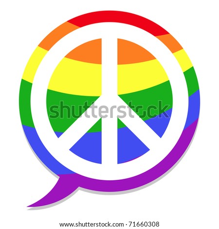 peace icon rainbow speach bubble