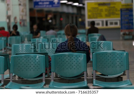 Chairs for passengers in transportation center, Thailand