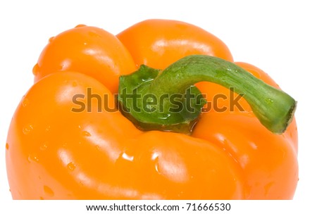 orange pepper with drops of water isolated on the white