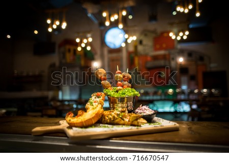 Grilled Lobster with salad in Arabic Style Royalty-Free Stock Photo #716670547