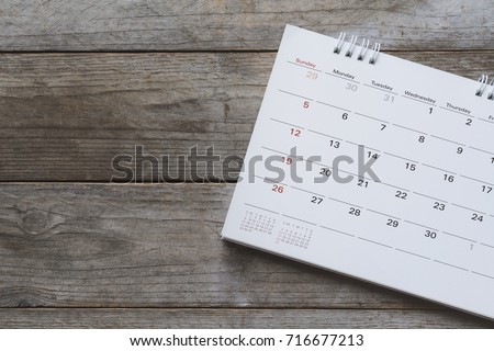 close up of calendar on the table