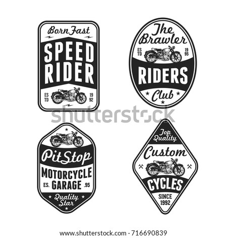 Vintage Motorcycle Typography Sign, Logo Identity, Badge Label, Icon