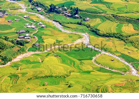 Royalty high quality free stock image view of Mu Cang Chai, landscape terraced rice field near Sapa, north Vietnam