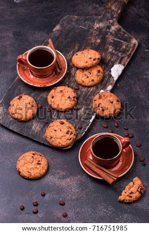 Coffee cup with chocolate cookie
