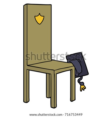 cartoon chair with graduate cap