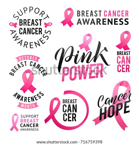 Vector set of labels Breast Cancer Awareness. October is Cancer Awareness Month. Calligraphy Poster Designs