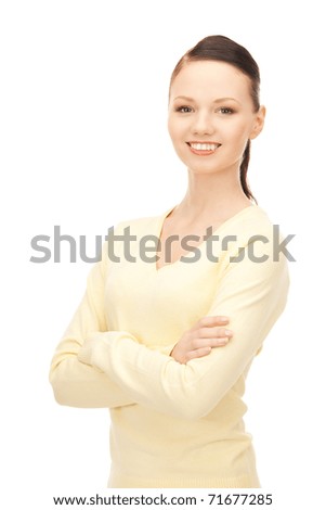 bright picture of happy and smiling woman	
