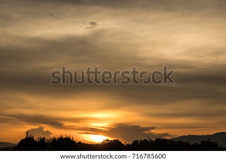 sunset mountains travel light orange