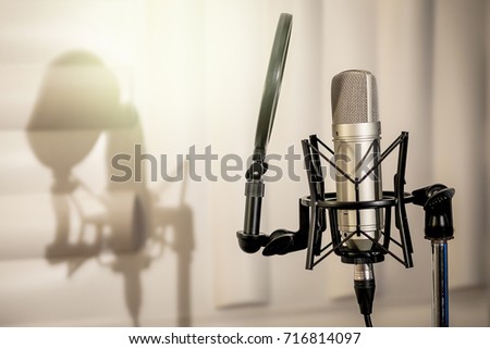 microphone in studio Royalty-Free Stock Photo #716814097