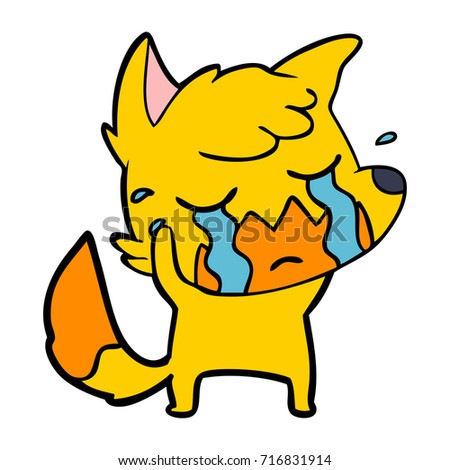 sad little fox cartoon character