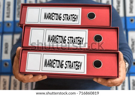 Marketing strategy concept words. Folder concept. Ring binders.