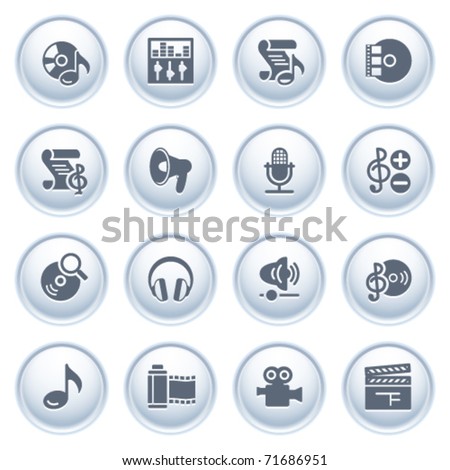 Audio video web icons on buttons.