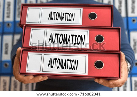 Automation concept words. Folder concept. Ring binders.