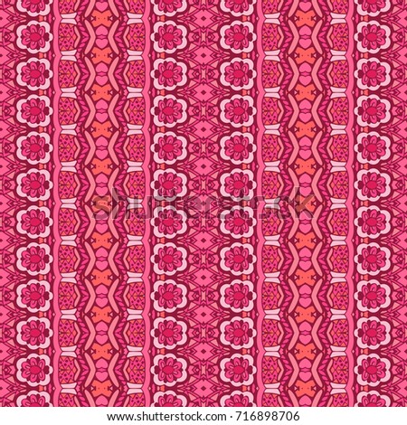 Ethnic folk seamless pattern. Tribal flower art print. pink background texture for fabric and wallpaper