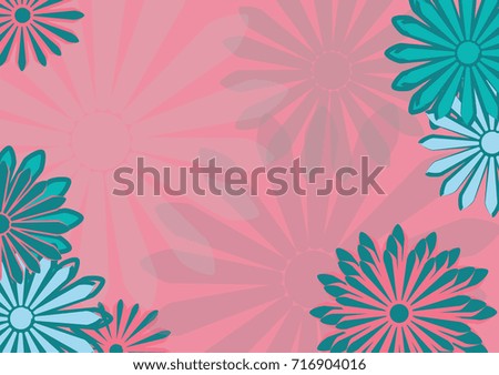 flat art holiday card. Daisy on pink background. Design Template. Vector illustration