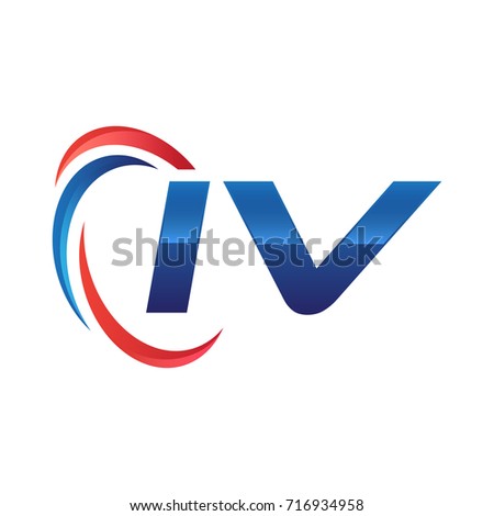initial letter logo swoosh red blue