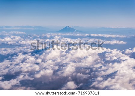 Mountain Fuji and cloud see from airplane