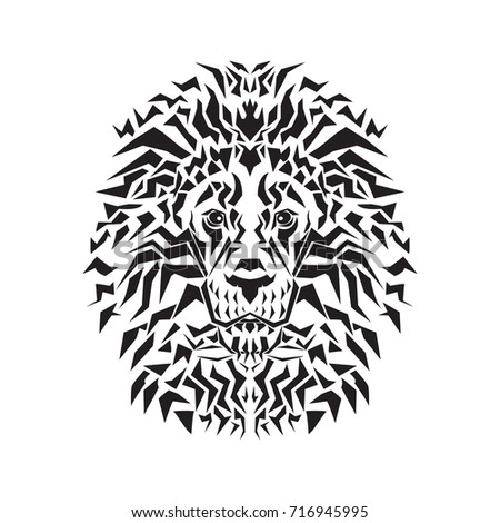 Line art of lion head on white background