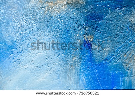 Abstract blue color painting on concrete block background