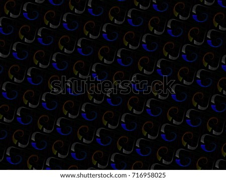 A hand drawing pattern made of red, white and blue on a black background.