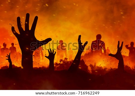 Zombies hand silhouette Royalty-Free Stock Photo #716962249