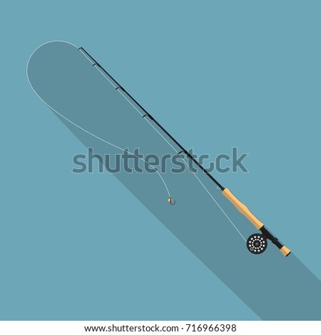 Fly fishing rod vector illustration.