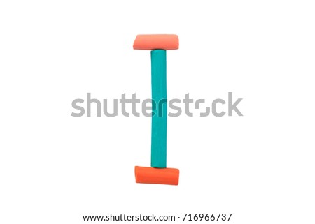 Colorful Alphabet " I " made from Plasticine (Clay) isolated on white background.