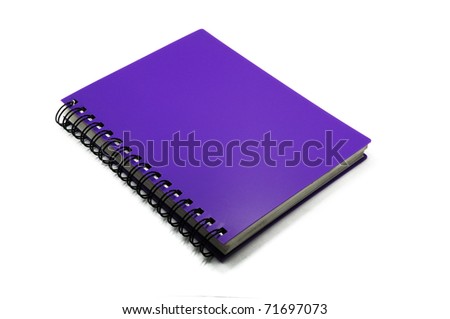 purple notebook isolated on white background