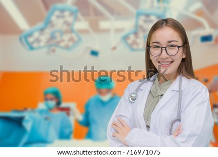 Portrait of Medical physician doctor woman with stethoscope in hospital.