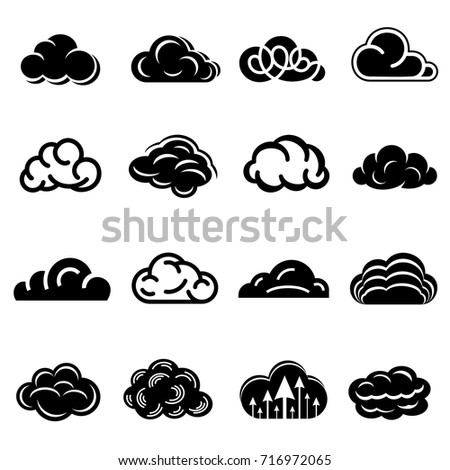 Cloud icons set. Simple illustration of 16 cloud vector icons for web
