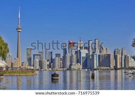 Toronto's skyline over Lake Ontario