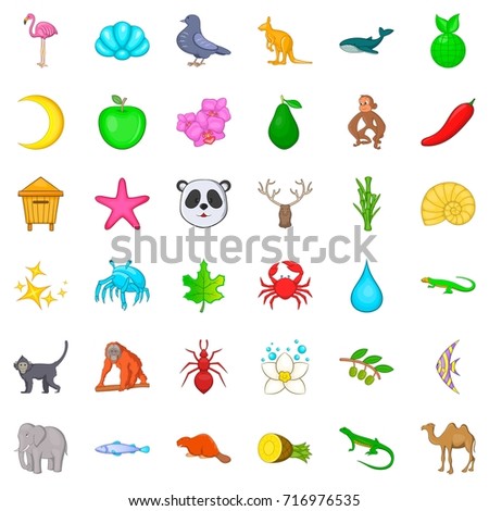 Mammal icons set. Cartoon style of 36 mammal vector icons for web isolated on white background