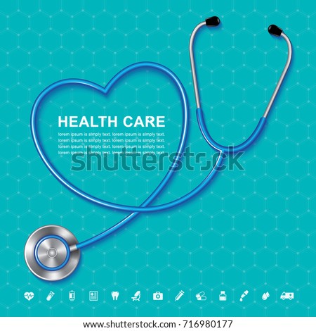 stethoscope and heartbeat heart shaped flat icons in medicine, medical, health, cross, healthcare for background concepts vector illustration Royalty-Free Stock Photo #716980177
